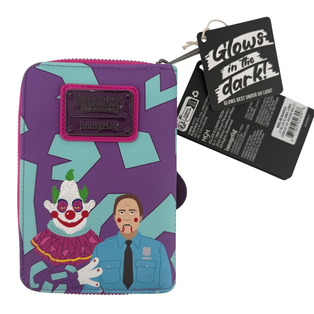 NWT Loungefly Killer Klowns From Outer Space Jumbo Cosplay Wallet Glow In Dark - Picture 5 of 8